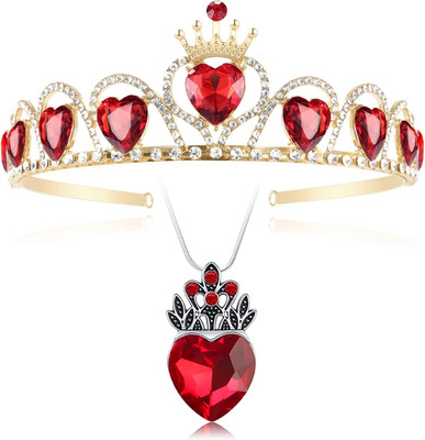 Descendant Gold Tiara Red Heart Crown and Necklace Rise of Red Jewelry Set Queen