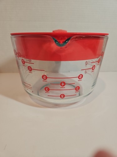 PYREX 8 tazze 64 oz misurino in vetro ciotola di miscelazione lettera rossa con coperchio Made in USA - Foto 6 di 15