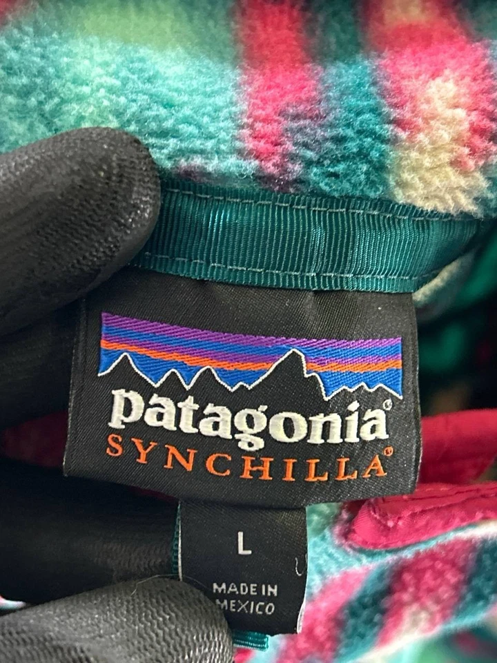 Patagonia Synchilla Snap-T Sweater Womens Large Blue Pink Wild Dessert Aztec  - Image 4 of 4