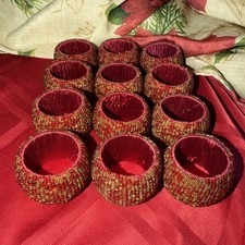 Holiday 12 anneaux de serviettes en verre et perles de rocaille impeccables