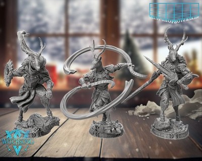 Rentier Volk Kämpfer Miniatur Set Xmas Held Figur TTRPGs wie D&D 5e Pathfinder
