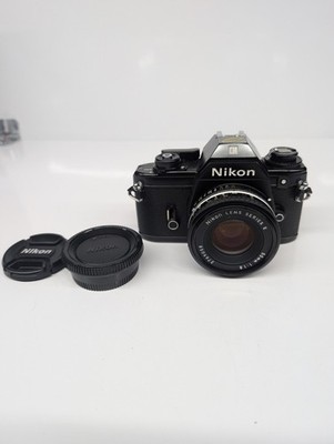 Nikon EM analoge 35 mm Spiegelreflexkamera manuell mit Nikon 50 mm F/1.8 Series E Pancake Objektiv