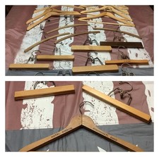 Lot of 24 Vintage Wooden Clothes Hangers, Some Advertising, Hotel Gibson