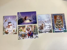 5 Colorful Christmas Cards with Decorated Envelopes 6-1/2" x 4-1/2"