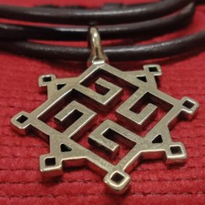 Small Thunder Cross Pendant Necklace – Handmade Bronze "My Design" 