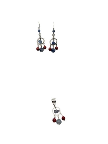Set orecchini artigianali blu rosso  - Foto 5 di 6