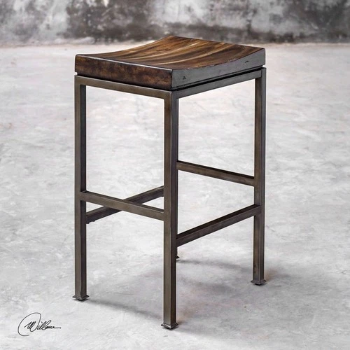 Beck - 30 inch Industrial Bar Stool Accent Furniture Uttermost 25893 - Picture 2 of 12