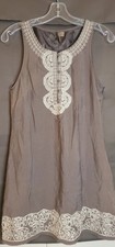 The Clothing Company Gray Viscose Embroidered Boho Dress Sz Small