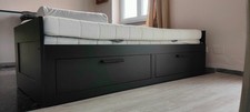 Letto IKEA Brimnes Nero completo di 2 materassi. Singolo/Matrimon./Divanoletto