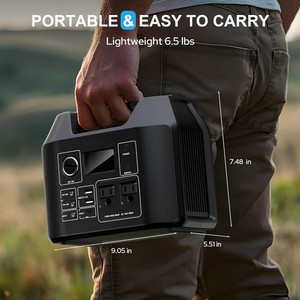 300W Portable Power Station LiFePO4 Battery Bank  AC DC Solar Generator Camping