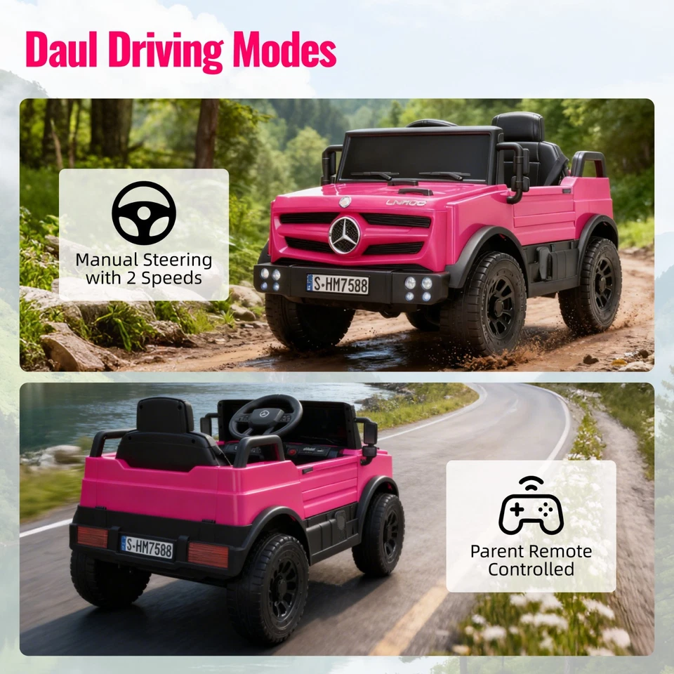 Pink Kids 12V Ride on Toy Licensed Mercedes Electric Car w/4*Suspension MP3 LED - Image 2 of 4