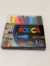 POSCA Paint Markers, Medium Point Marker Tips, PC-5M, Assorted Ink, 8 Count NEW
