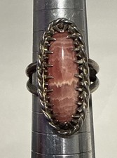 Sterling Silver Southwestern Style Oval Rhodochrosite Ring Size 5 For Women