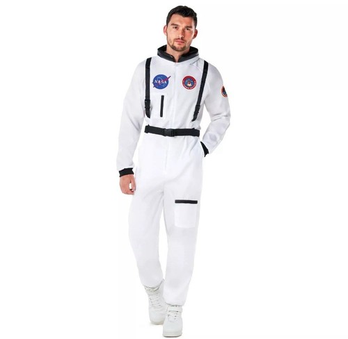 Men`s White Astronaut Costume Adult NASA Spaceman Space Suit Soze XL Halloween