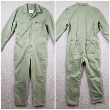 Lee Union Alls Jumpsuit Coverall Modern Vintage FP Large Green Full Zip Workwear