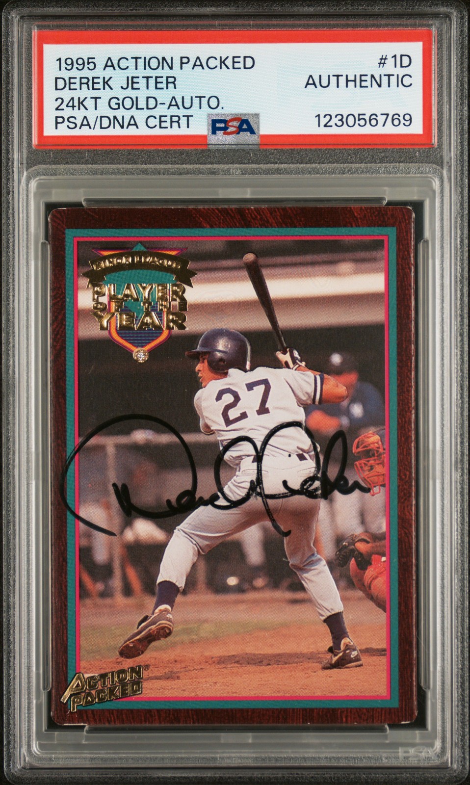 DEREK JETER 1995 ACTION PACKED SCOUTING REPORT #1D PSA AUTHENTIC AUTO AUTHENTIC 