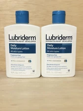Lot 2-Lubriderm Daily Moisture Lotion All Skin Fragrance Free  6 oz Ea