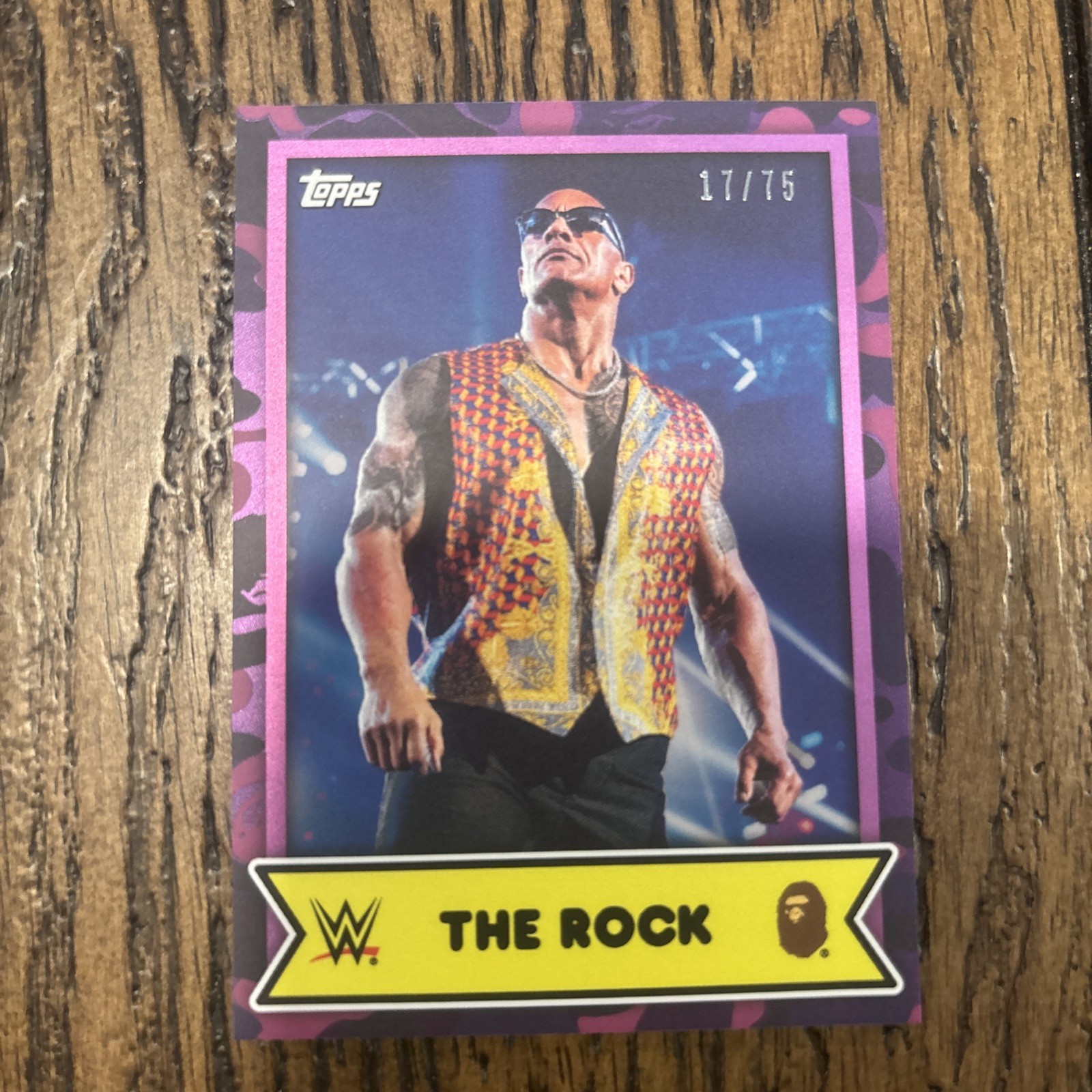 2025 Topps WWE X Bape The Rock Purple Camo /75 #3