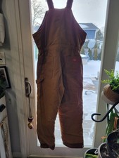 Vintage Dickies Quilted Overalls Mens Brown Insulated Duck Canvas Zip Large