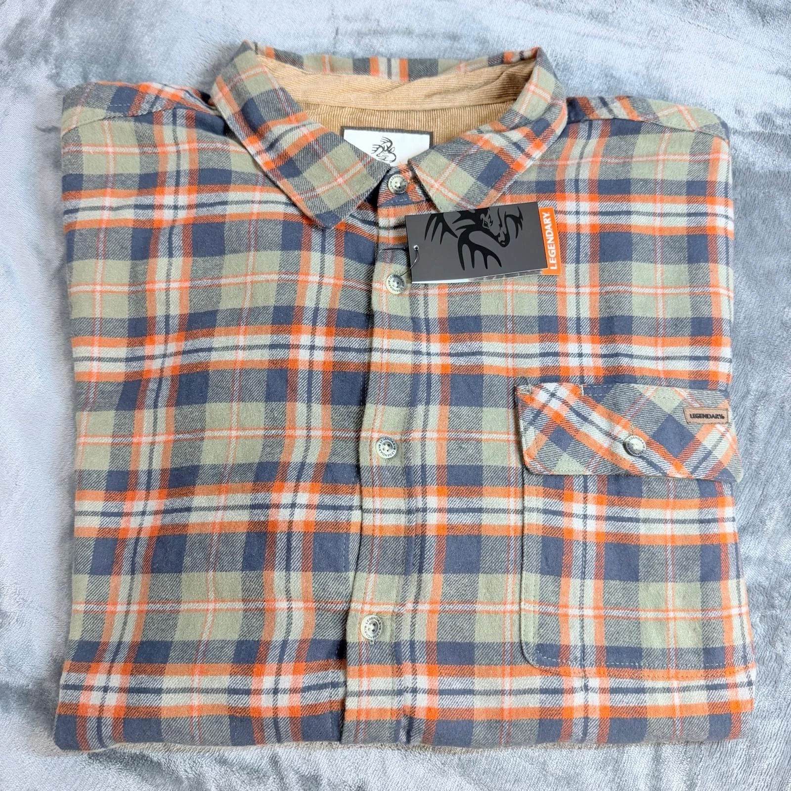 Legendary Whitetails Flannel Shirt Men 2XL Buck Camp Button Up Brown Plaid NWT