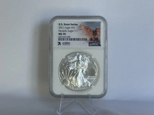 2021 T-I Silver Eagle U.S. State Series South Dakota NGC MS70 AP877