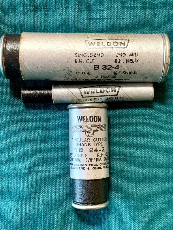 Weldon machinist angular cutter shank type YB 24-2, single & double end mill lot
