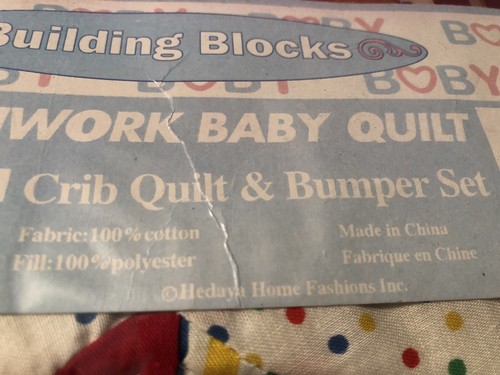 VTG New Patchwork Crib Quilt Baby Primary Colors Red Green Blue 35 x 45 Balloons - Picture 6 of 8