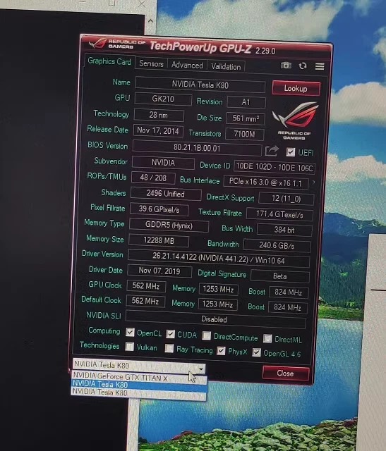 NVIDIA Tesla K80 24GB GDDR5 CUDA PCI-e GPU Graphics Computing Accelerator - Image 4 of 4