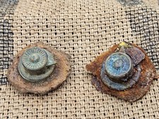 WWI ORIGINAL GERMAN BRASS M91 SIDE POSTS PICKELHAUBE SPIKE HELMET RELIC
