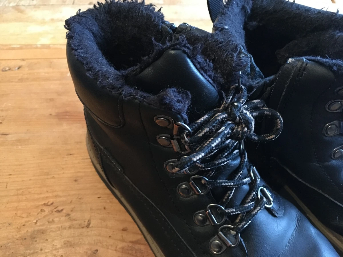 H M Waterproof Black Leather Kids Walking Style Boots Great for Winter