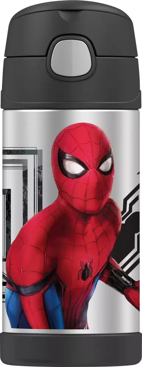 Spider-Man Stainless Steel Water Bottle with Built-In Straw