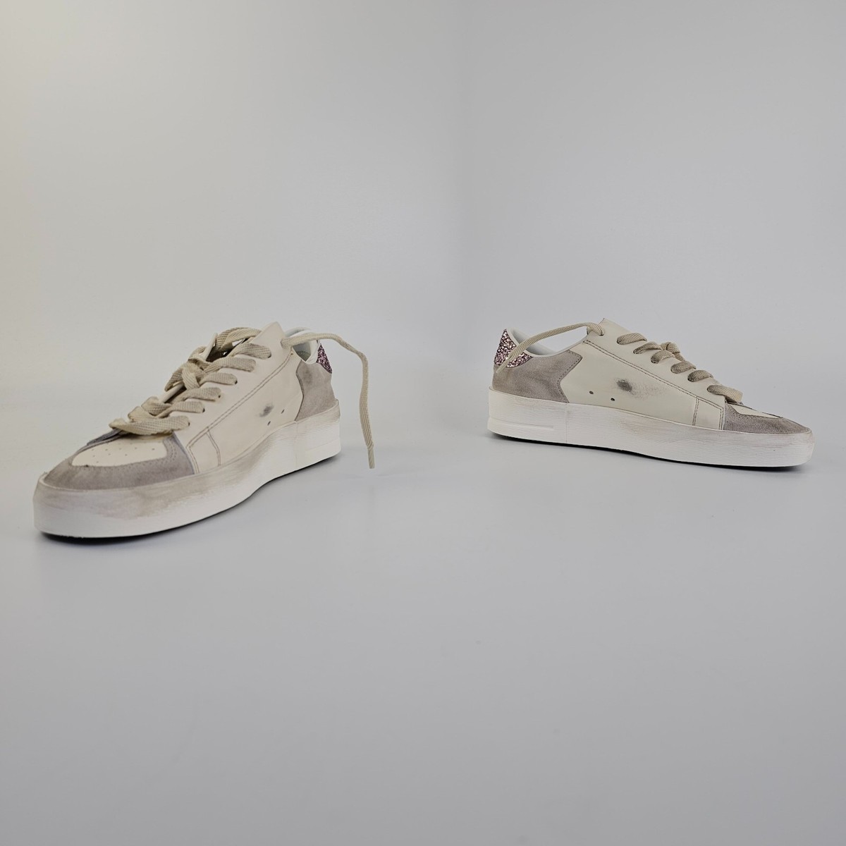 GOLDEN GOOSE Stardan Women's White/Pink Glittered Low Top