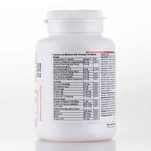 Aliiness, vitaminas y minerales 120 tabletas - Bild 2 von 3