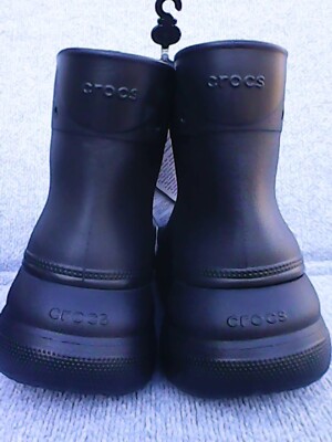 Crocs Classic Crush Rain Boots Waterproof Black Men's Sz 6 Women's