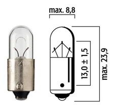 Ten Pack of Flosser 4088 12V 4W BA9S Mini Bulbs - Replaces 1893 - Made in Europe