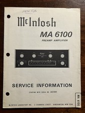 McIntosh MA6100 Preamp Amplifier Amp Service Information Manual Original AE1001