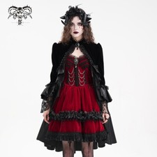 Devil Fashion Vintage Black Gothic Velvet Open Front Tail Coat Women Jackets