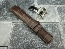 20mm Brown Grain Leather Strap Deployment Buckle Watch Band SET TOP GUN PILOT X