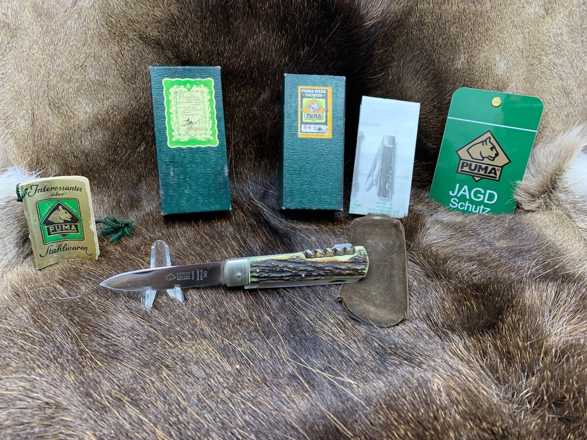 Pre 1964 Puma 943 Jagdmesser Knife With Stag Handles Factory Box