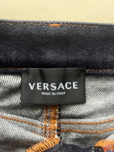 Versace Kids Jean mini-skirt Girls size 10A Navy Floral Gold buttons - Picture 4 of 7