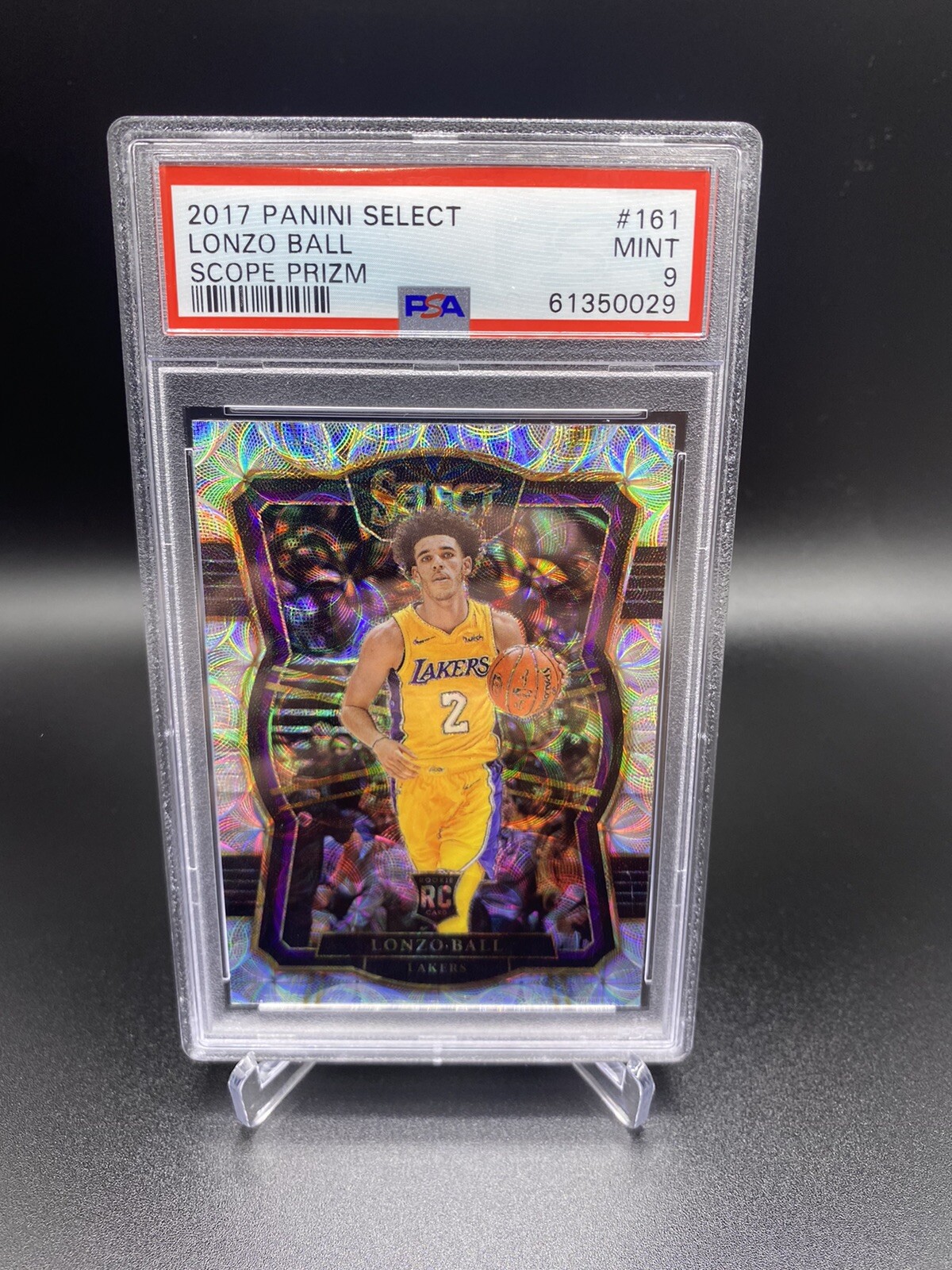 2017-18 Panini Select Premier Level Scope Prizm Lonzo Ball #161 PSA 9 Rookie RC