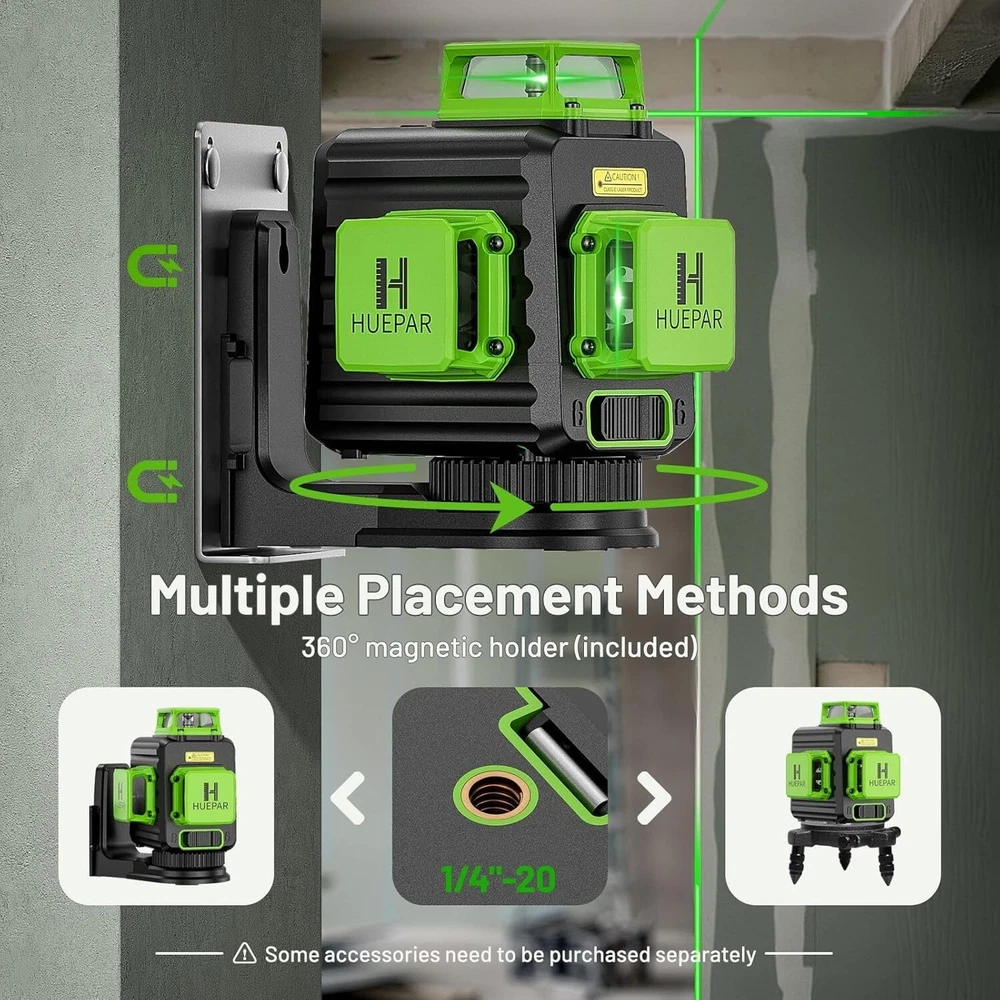 High Brightness 3x360° Laser Level - Perfect for Construction & Picture Hanging