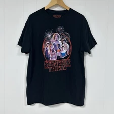 STRANGER THINGS T-Shirt Netflix Black Shirt Fireworks Graphic Large Flaw