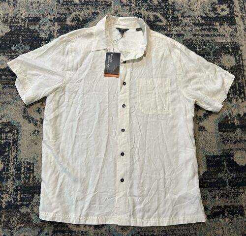 Royal Robbins Men's XL Modal Blend Short Sleeve Button-Up Shirt Gray Relaxed Fit