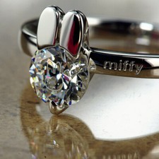 Miffy Dick Bruna Ginza Tenshodo Cut Face Ring Cubic Zirconia Silver925 Japan New
