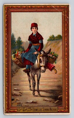 1886 Christmas Werner Bros Jewelry Music Depot Child Rides Donkey Bangor  P874