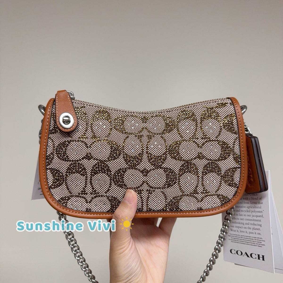 NWT Coach Limited Swinger 20 In Crystal Signature Jacquard