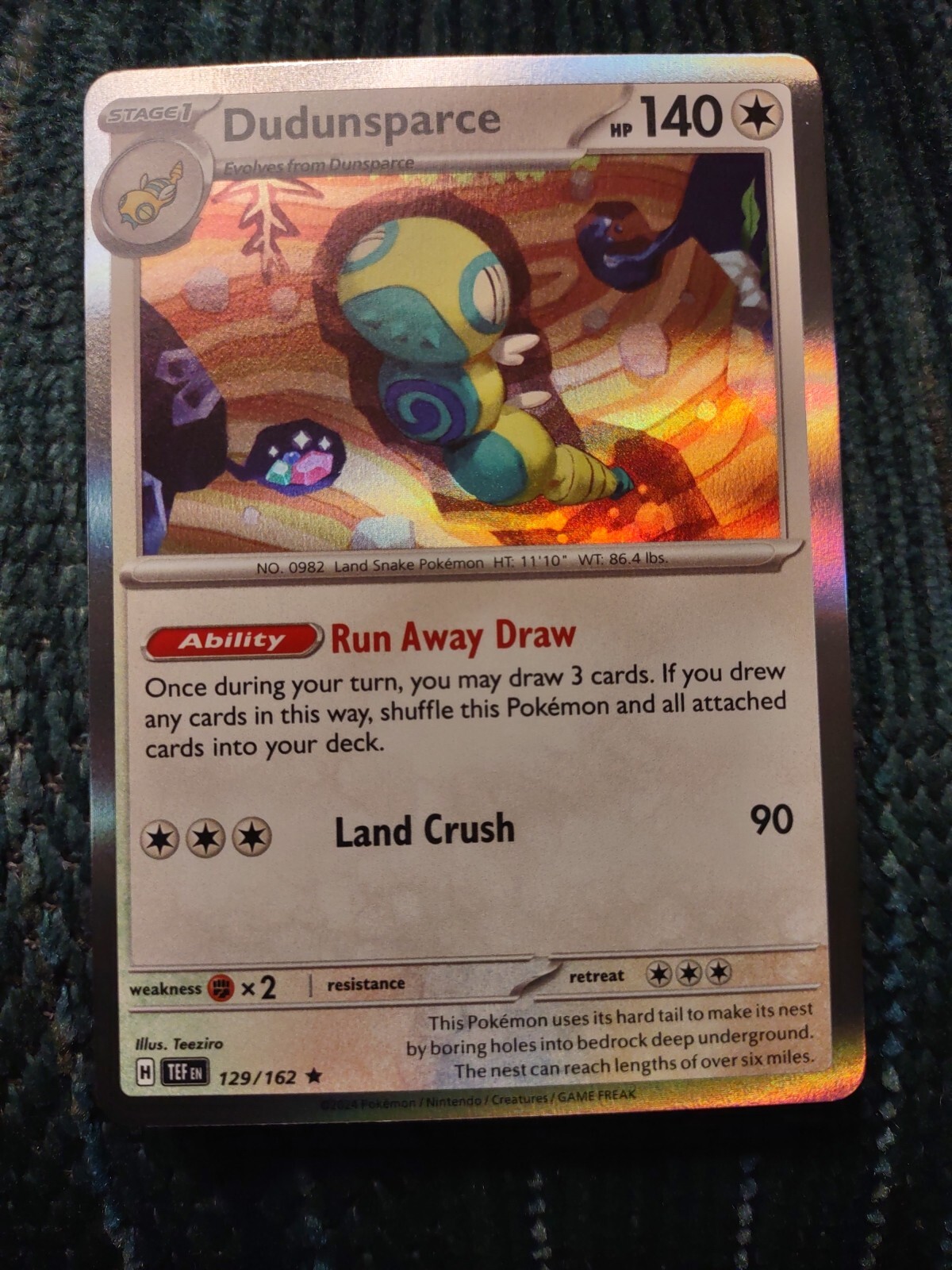 Pokemon - Dudunsparce 129/162 - Holo Rare  - Temporal Forces - NM/M