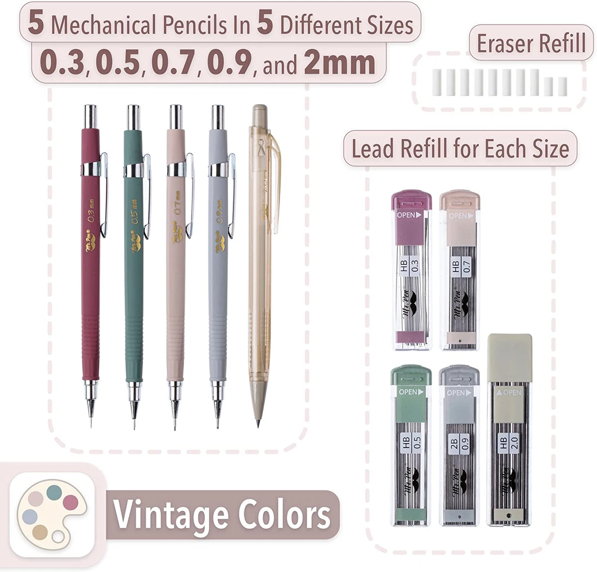 Mechanical pencil eraser sizes deals