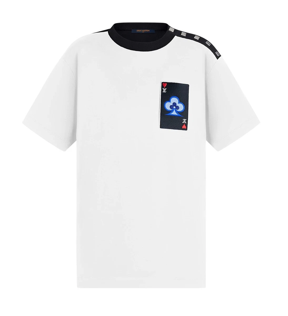 LOUIS VUITTON Game On Thread Embroidered White Tee T-shirt Studded